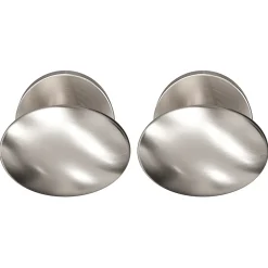 Bouton de porte double ovale GoodHome gris Ø. 65mm x l.45 x H. 66mm