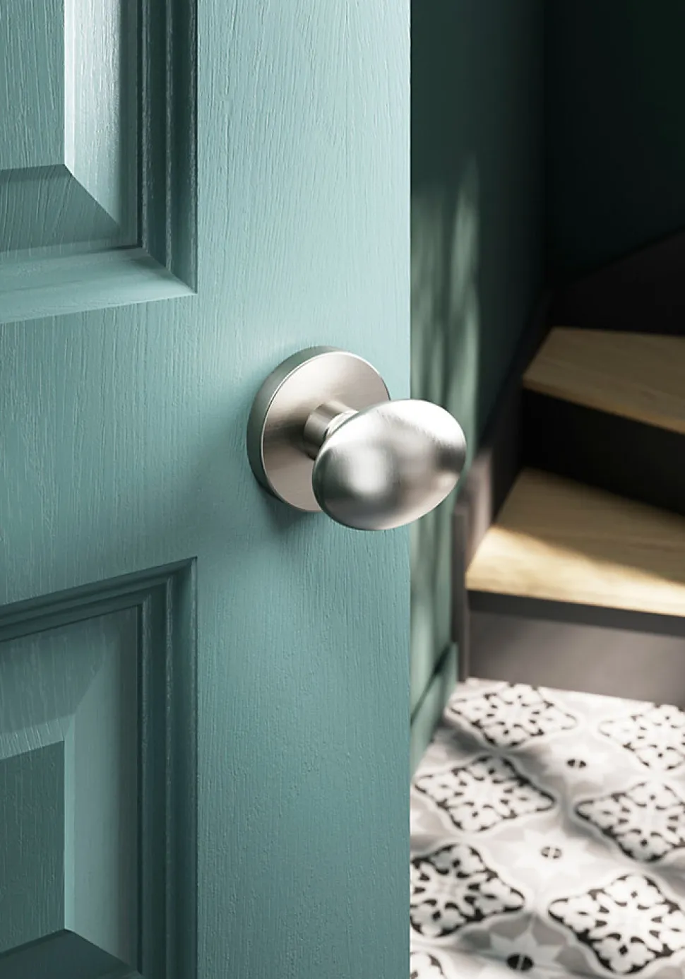 Bouton de porte double ovale GoodHome gris Ø. 65mm x l.45 x H. 66mm