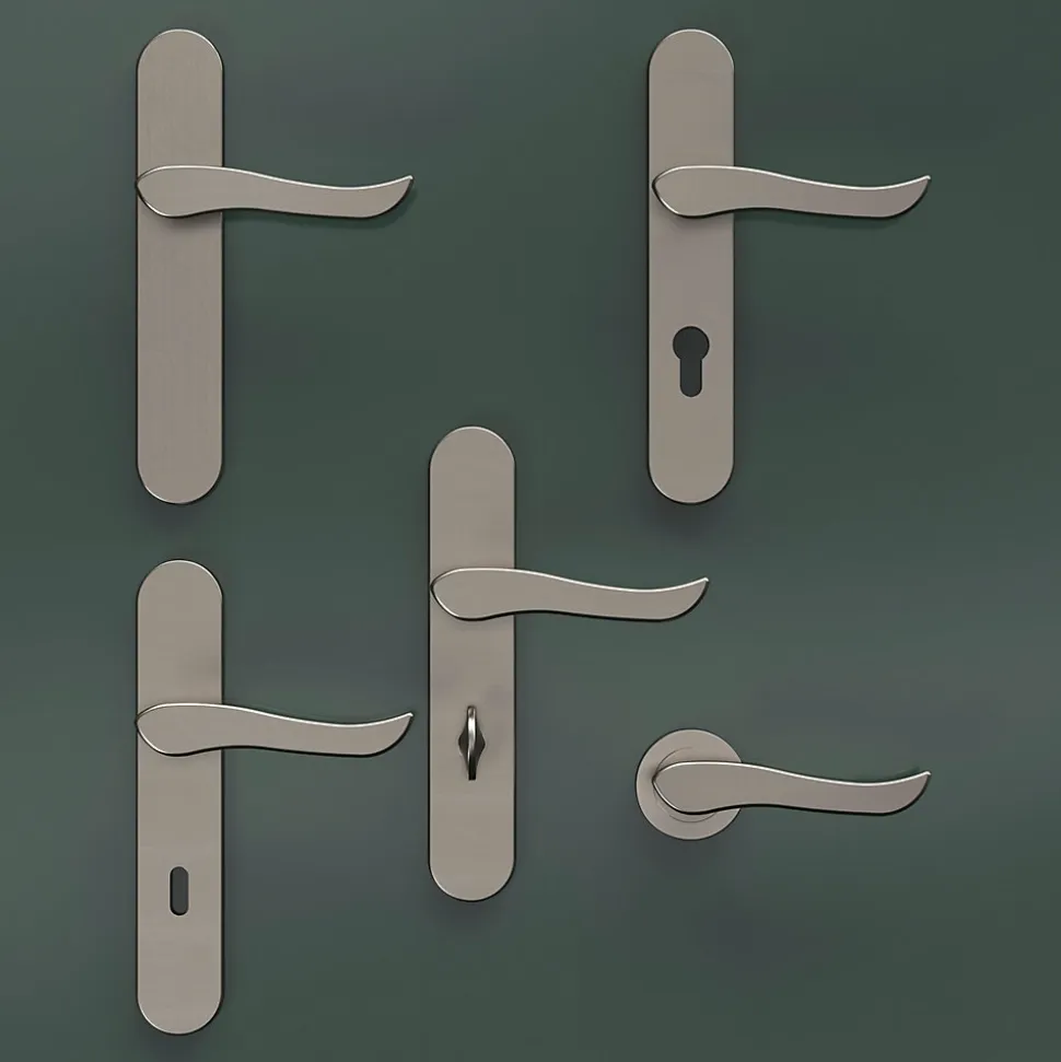 Bouton de porte double ovale GoodHome gris Ø. 65mm x l.45 x H. 66mm