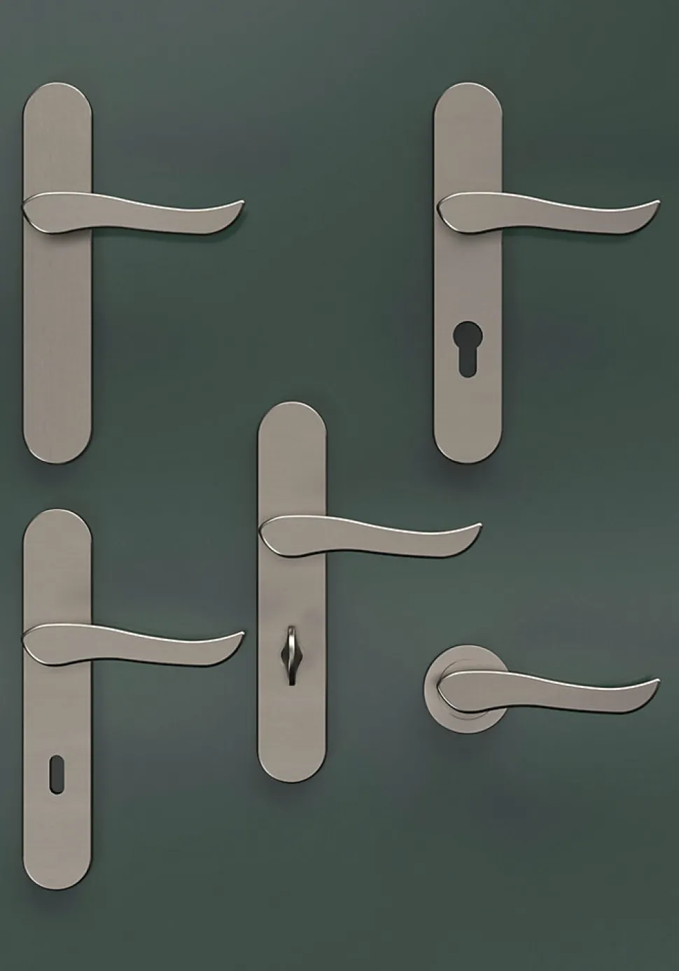 Bouton de porte double ovale GoodHome gris Ø. 65mm x l.45 x H. 66mm