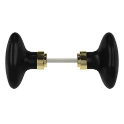Bouton de porte double ovale GoodHome noir l.42 x H. 65mm