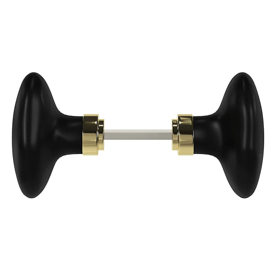 Bouton de porte double ovale GoodHome noir l.42 x H. 65mm