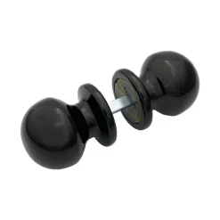 Bouton de porte rond Hardwarexchange D50 mm Noir RAL 9005 pack 6 paire complète