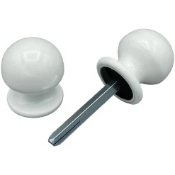 Bouton dePorte D50 mm - couple complet - en Aluminium BLANC RAL 9010 lot de 6