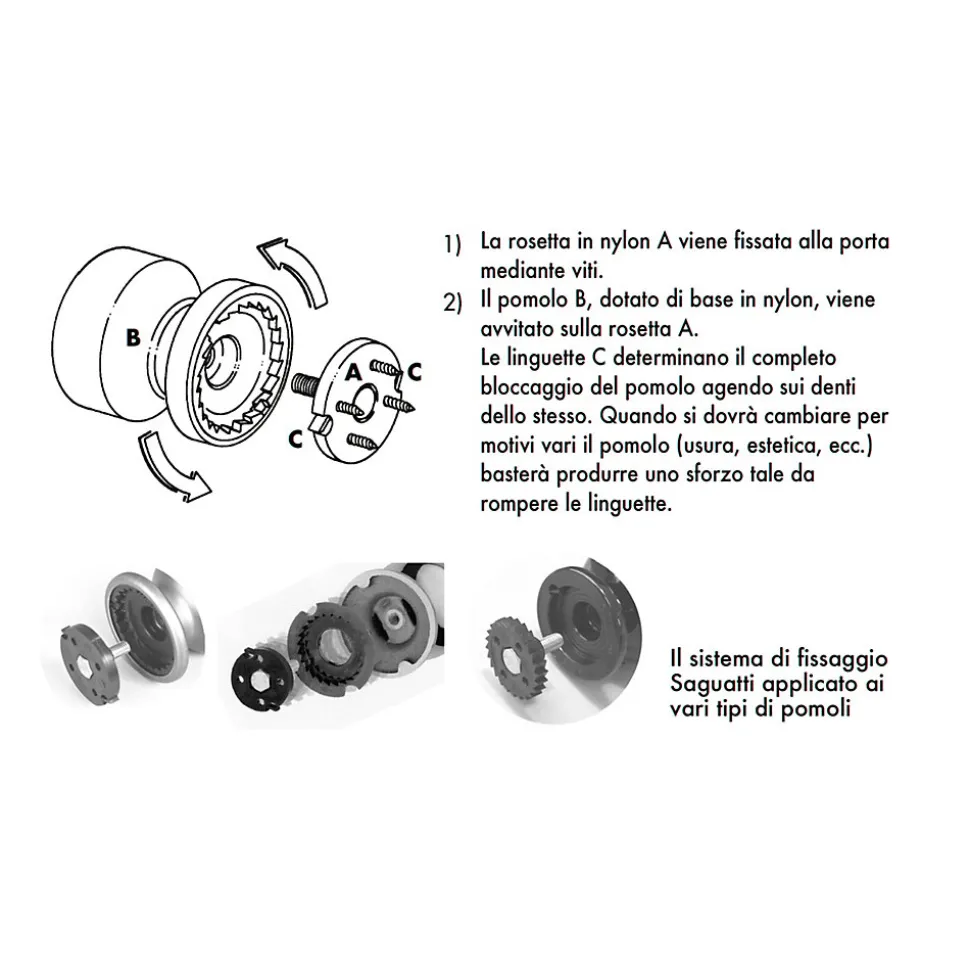 Bouton fixe de tirage de porteLot de 6 D70 mm en Laiton avec système de fixation