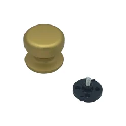 Bouton tirant de porte fixe D70 mm en aluminium Or satiné - breveté - lot de 6 boutons