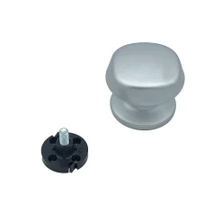 Bouton tirant de porte fixe D70 mm en aluminium Gris argent - breveté - lot de 6 boutons