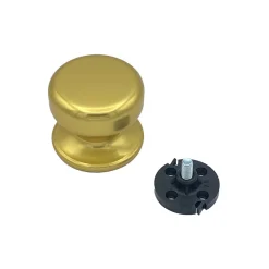 Bouton tirant de porte fixe D70 mm en aluminium Or poli - breveté