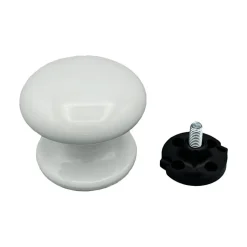 Bouton tirant de porte fixe D70 mm en aluminium BLANC RAL 9010 - breveté - lot de 6 boutons