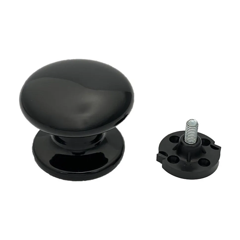 Bouton tirant de porte fixe D70 mm en aluminium NOIR RAL 9005 - breveté - lot de 6 boutons