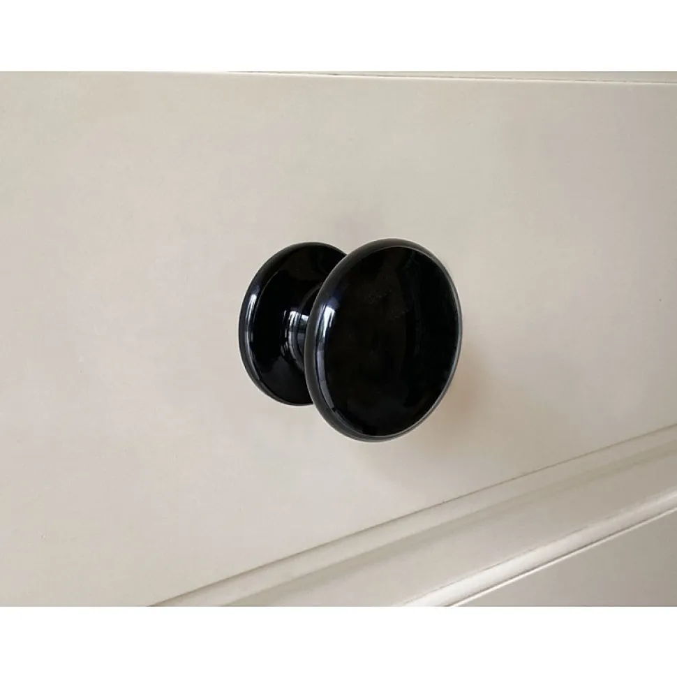 Bouton tirant de porte fixe D70 mm en aluminium NOIR RAL 9005 - breveté - lot de 6 boutons