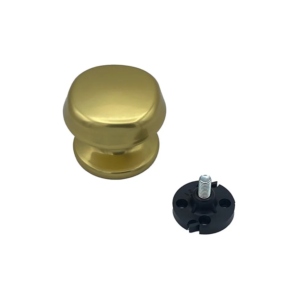 Bouton tirant de porte fixe D70 mm en aluminium Or poli - breveté - lot de 6 boutons