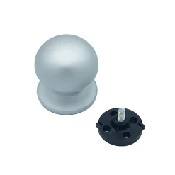 Bouton tirant de porte fixe D70 mm en aluminium Gris argent - breveté - lot de 6 boutons