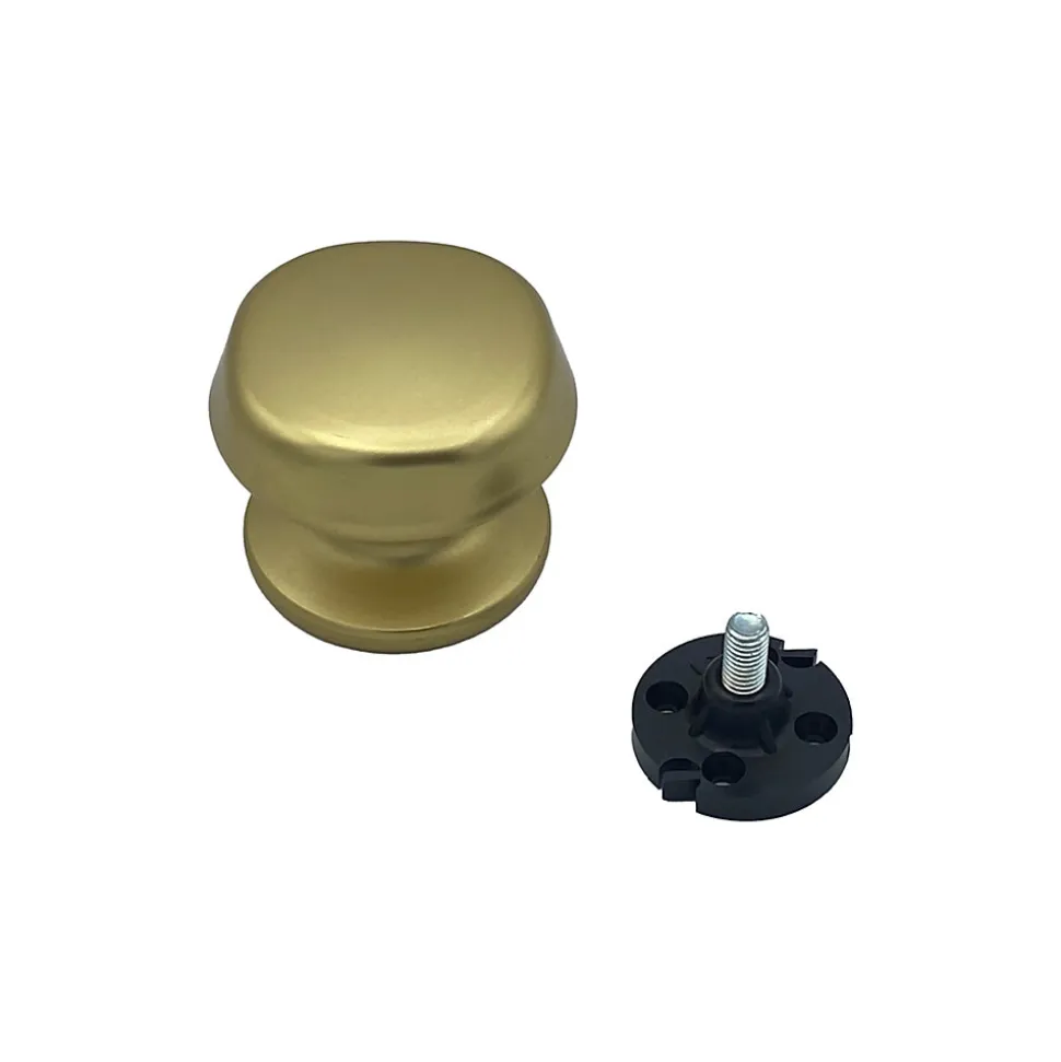 Bouton tirant de porte fixe D70 mm en aluminium Or satiné - breveté - lot de 6 boutons