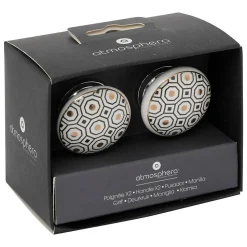 Boutons de meuble x2 Arianna en céramique & métal D4cm blanc - Atmosphera
