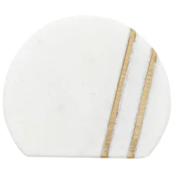 Boutons de meuble x2 Maeva en marbre & laiton D4cm blanc - Atmosphera