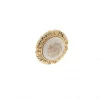 Boutons pour meubles en zamac et Porcelaine Diamètre 41 plaqué or
