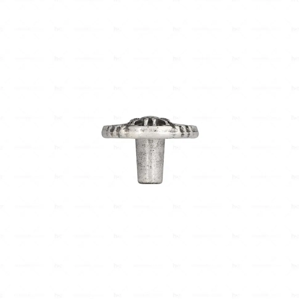 Boutons pour meubles en zamac Diamètre 36 Vieil argent brillant