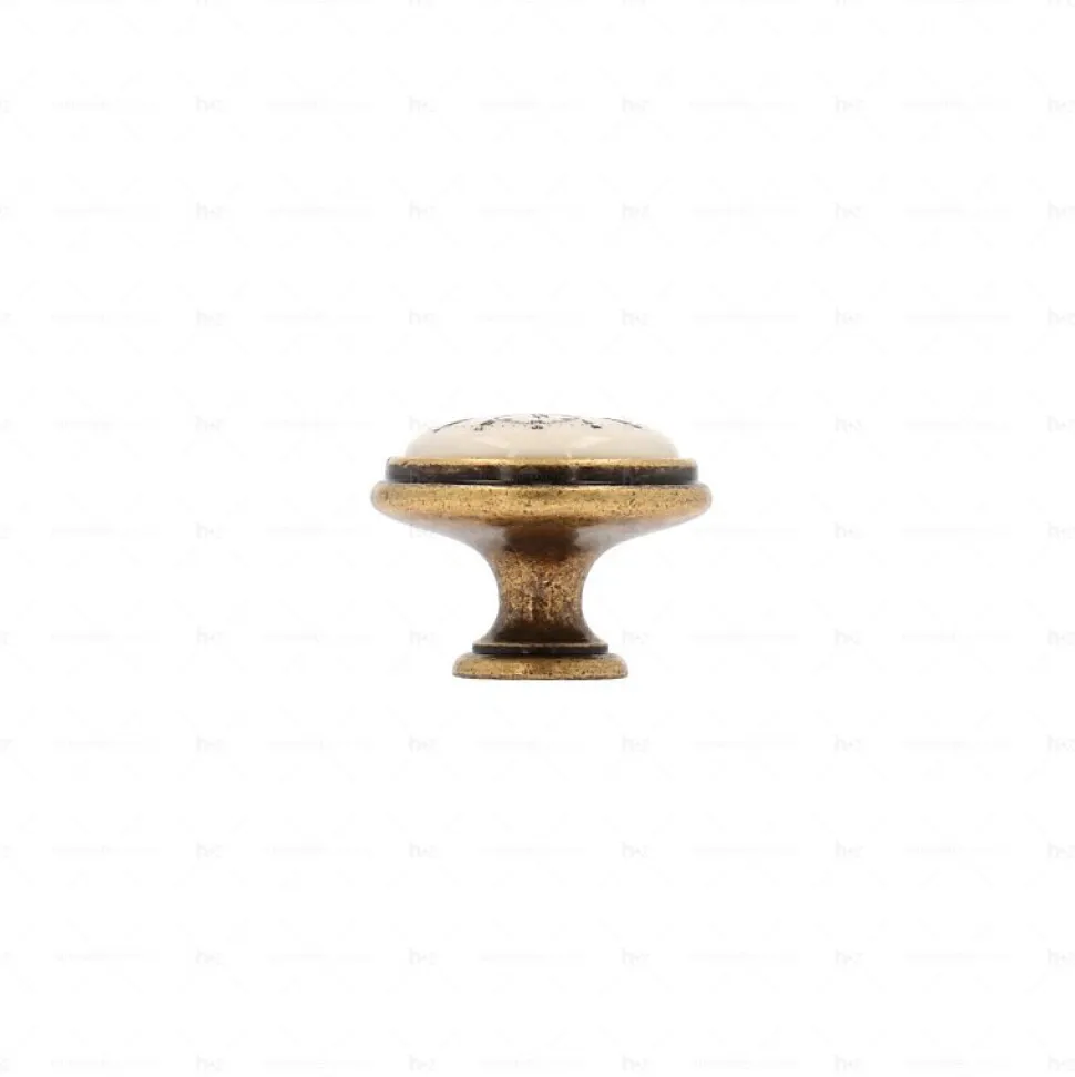 Boutons pour meubles en zamac et Porcelaine Diamètre 35 Florence antique