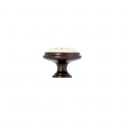 Boutons pour meubles en zamac et Porcelaine Diamètre 35 Brun alu