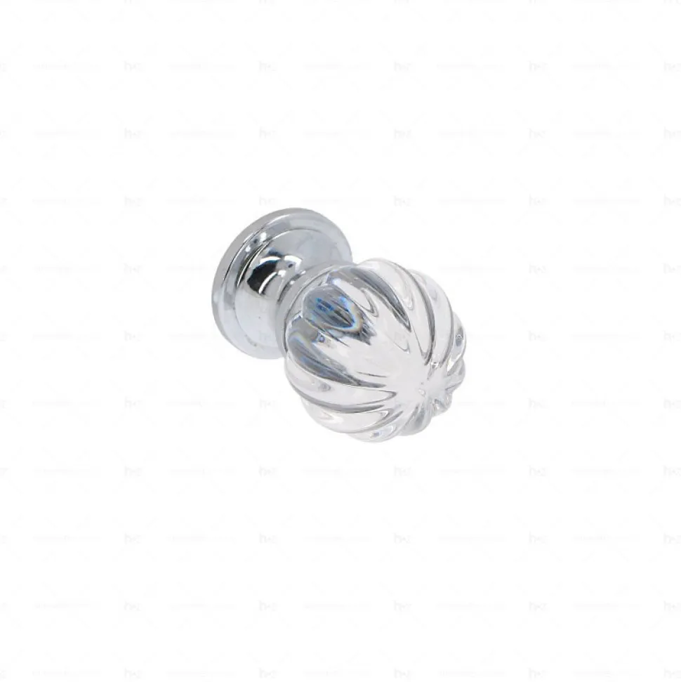 Boutons pour meubles en zamac et cristal Diamètre 30 chrome poli
