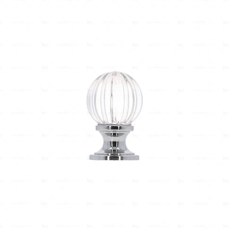 Boutons pour meubles en zamac et cristal Diamètre 30 chrome poli