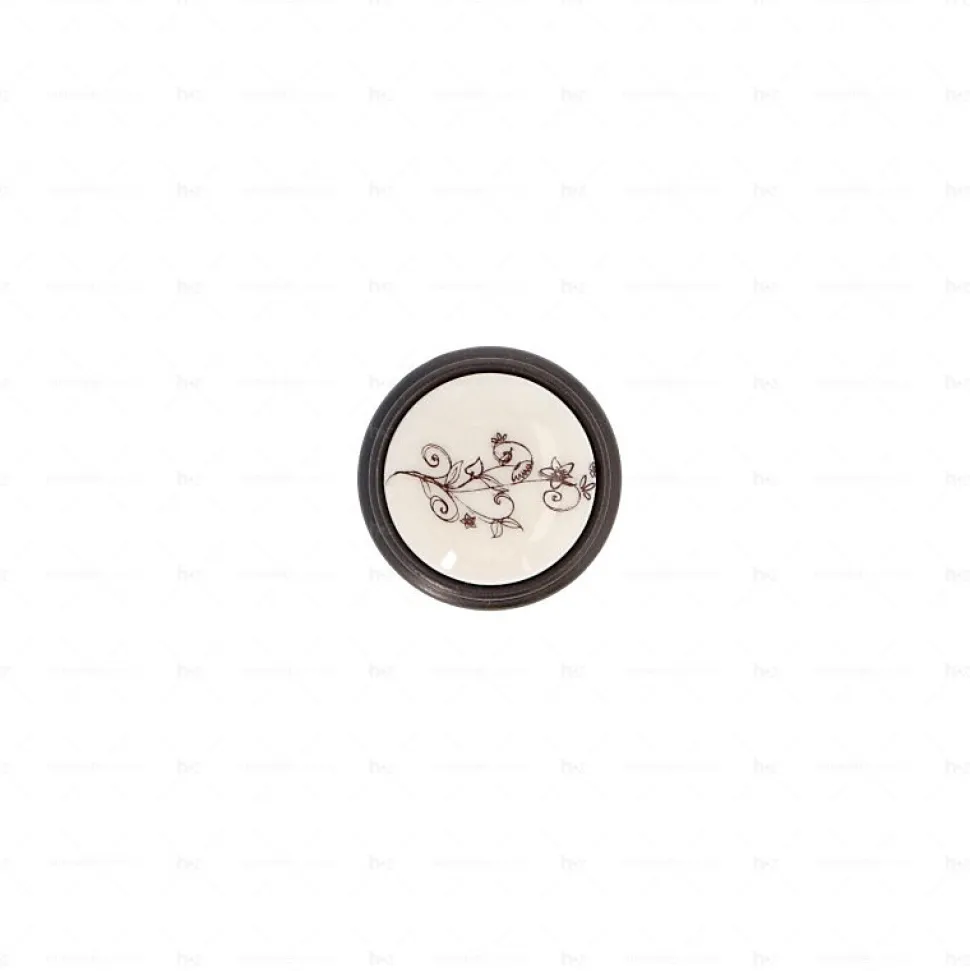 Boutons pour meubles en zamac et Porcelaine Diamètre 35 Brun alu