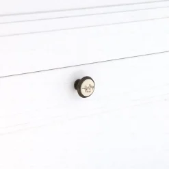 Boutons pour meubles en zamac et Porcelaine Diamètre 35 Brun alu