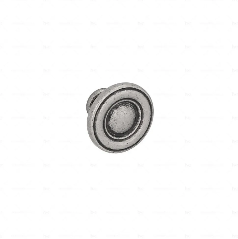 Boutons pour meubles en zamac Diamètre 35 Vieil argent brillant