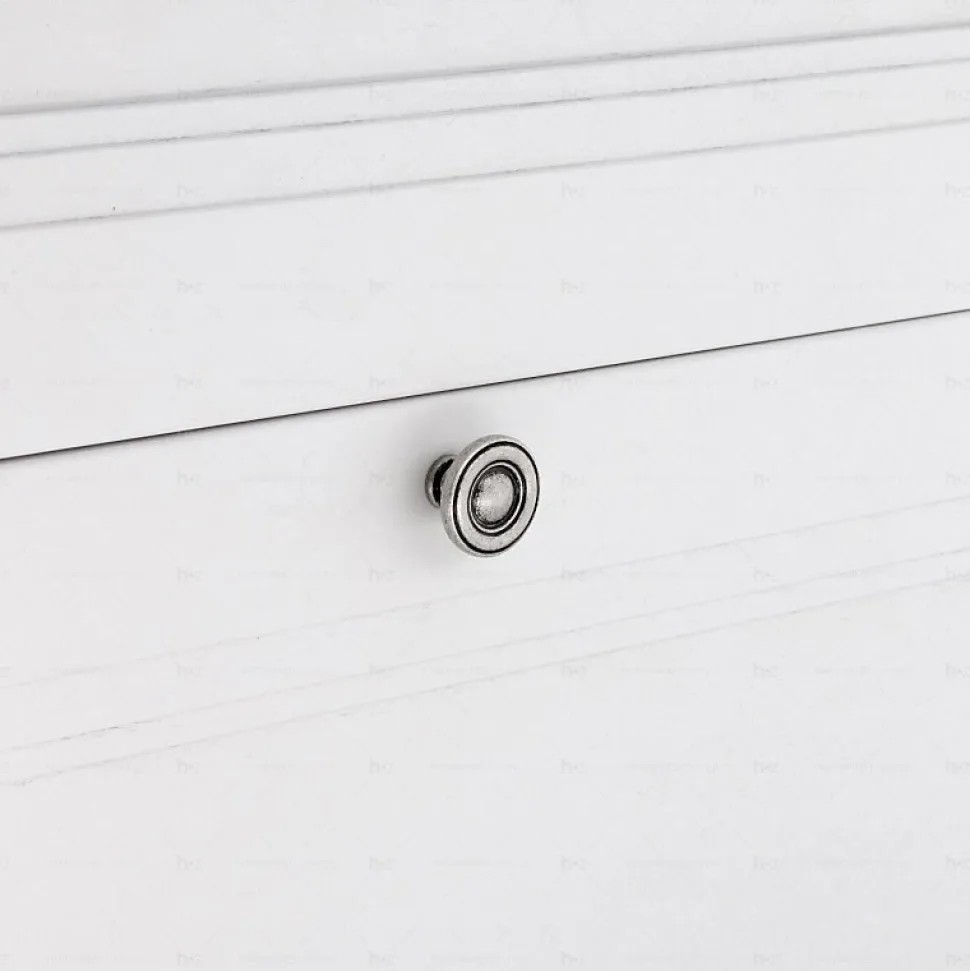 Boutons pour meubles en zamac Diamètre 35 Vieil argent brillant