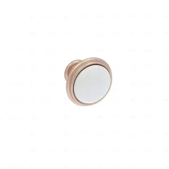 Boutons pour meubles en zamac et Porcelaine Diamètre 35 Or mat rose, Lot de 6