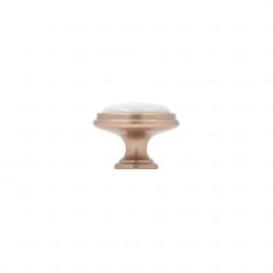 Boutons pour meubles en zamac et Porcelaine Diamètre 35 Or mat rose, Lot de 6