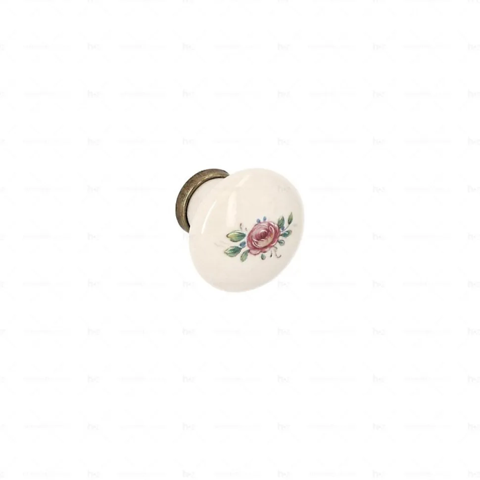Boutons pour meubles en zamac et Porcelaine Diamètre 31 Florence antique