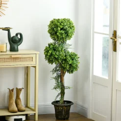 Buis artificiel topiaire artificielle 3 boules H. 115 cm pot style antique inclus