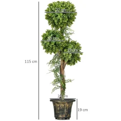 Buis artificiel topiaire artificielle 3 boules H. 115 cm pot style antique inclus