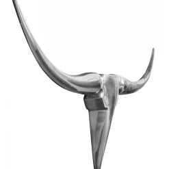 Bull Antlers M décoration murale 100 cm de large en aluminium couleur aluminium argent FineBuy