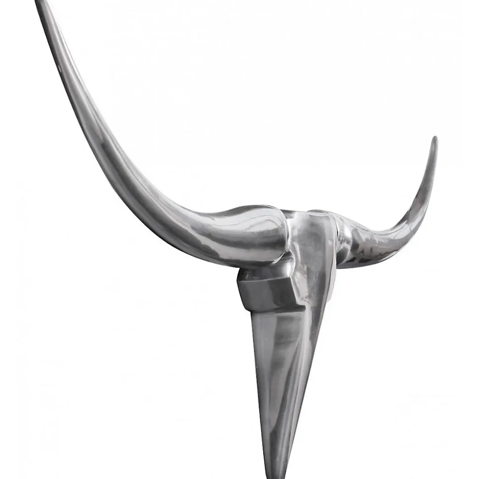 Bull Antlers M décoration murale 100 cm de large en aluminium couleur aluminium argent FineBuy
