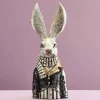 Buste lapin Alfred blanc résine 14x15x42cm