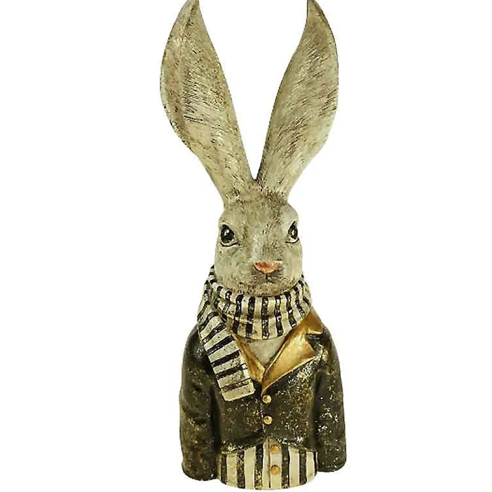 Buste lapin Alfred blanc résine 14x15x42cm