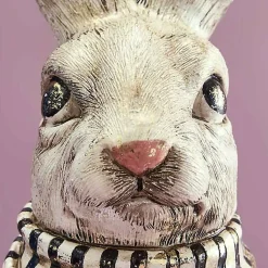 Buste lapin Alfred blanc résine 14x15x42cm