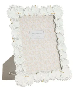 Cadre en résine blanche avec des feuilles 28,5x1,7x33 cm