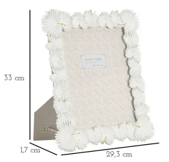 Cadre en résine blanche avec des feuilles 28,5x1,7x33 cm