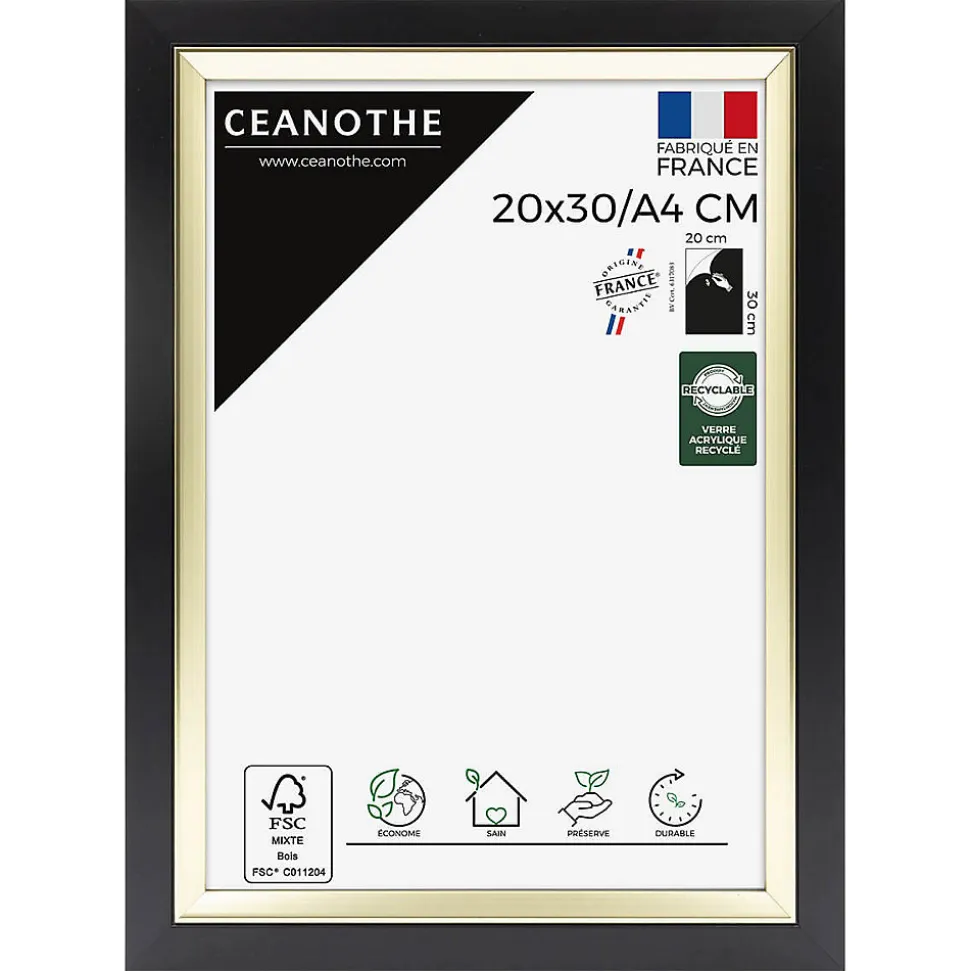 Cadre photo actual noir doré 20x30/a4 cm Fabriqué en France