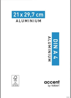 Cadre photo aluminium argent mat Accent l.21 x H.29,7 cm