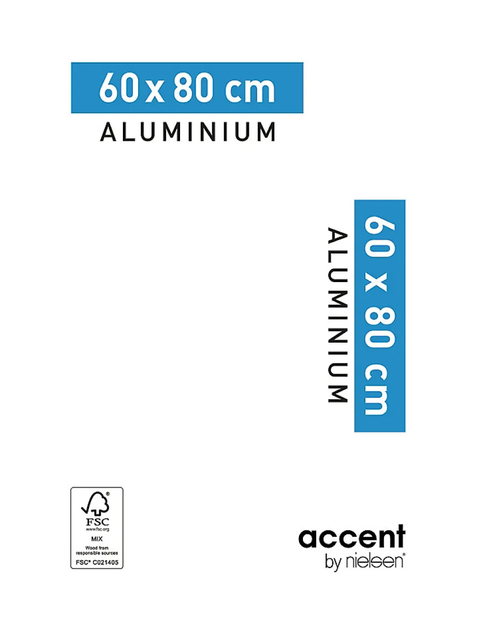 Cadre photo aluminium noir Accent l.60 x H.80 cm
