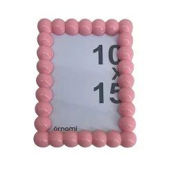 Cadre photo boule rose 10 x 15 cm Ornami