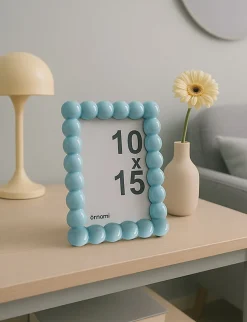 Cadre photo boules 10 x 15 bleu Ornami