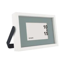 Cadre photo effet bois blanc sur pied en métal 10 x 15 cm Ornami