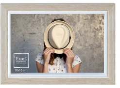 Cadre photo effet bois clair et blanc l.10 x H.15 cm Emde