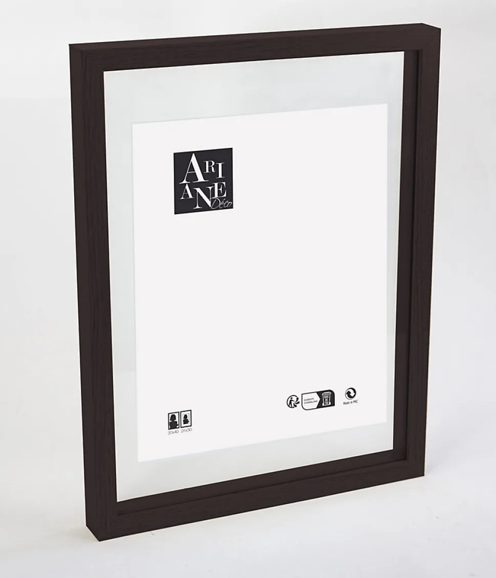 Cadre photo en bois noir, double verre 21 x 29 Ariane, Duali